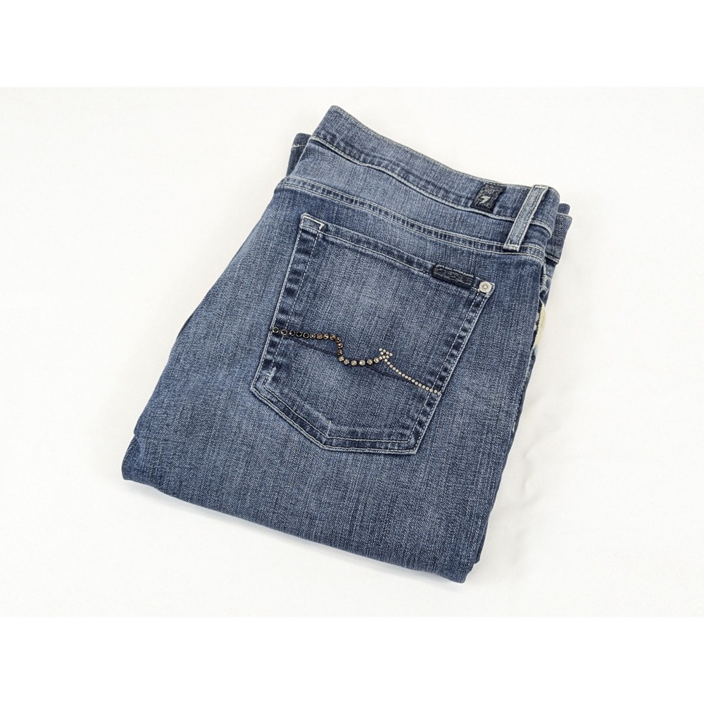 7 For All Mankind Jeans Womens 32x30 Blue Dark Wash Bootcut Low Rise Denim Pants
